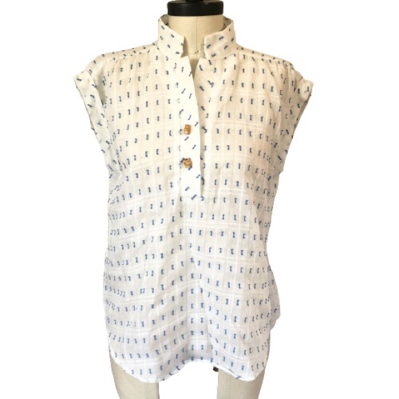 Vtg 80s Gauzy Textured Cap Sleeve Windowpane Tunic - Picture 6 of 17